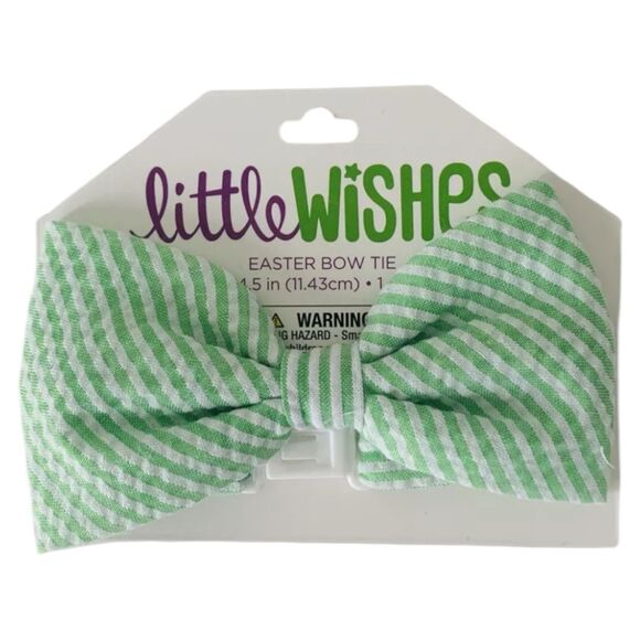 Little Wishes Boys Toddler Stripped BlueGreenGray Easter Bow Tie for 4 and Up - Picture 4 of 7